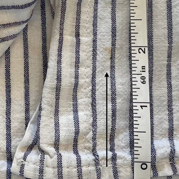Blue & White Stripe Linen Blend Long Sleeve Roll-Tab Button Down Shirt, Size S - Picture 12 of 12